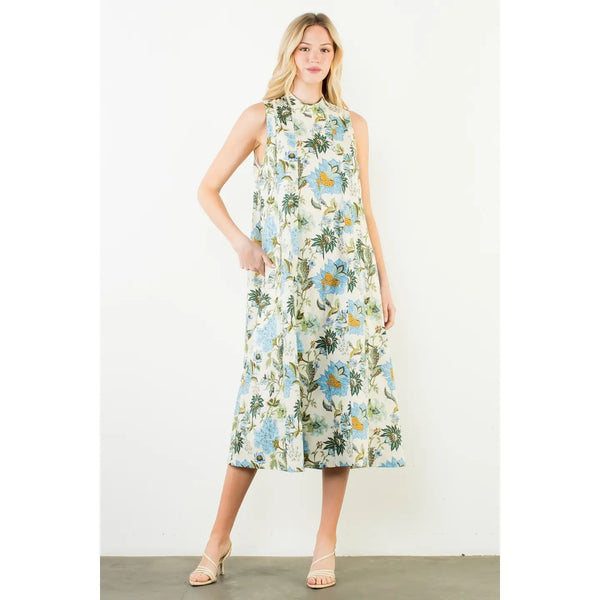 Sleeveless Floral Pattern Dress