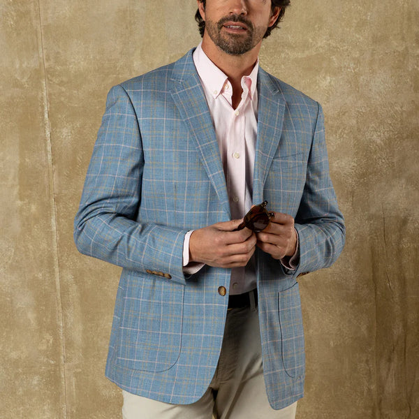 Bradner Plaid Sport Coat - Chambray Blue