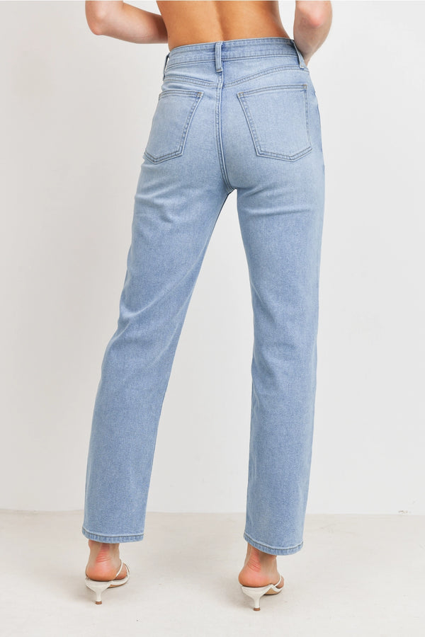 High Rise Clean Straight Leg - Light Denim