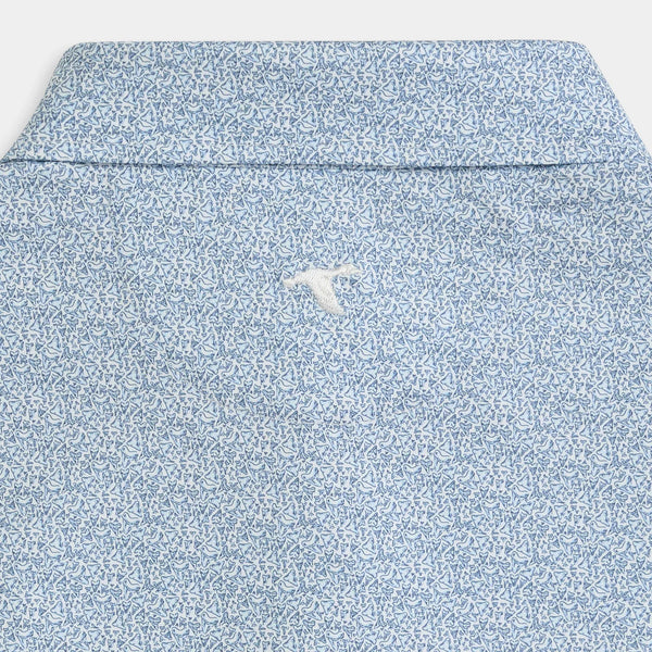 Ice Blue Great White Printed Performance Polo