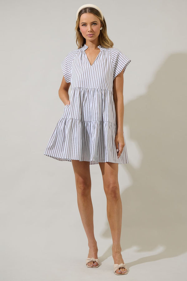 Parson Stripe Janelly Poplin Tiered Mini Dress