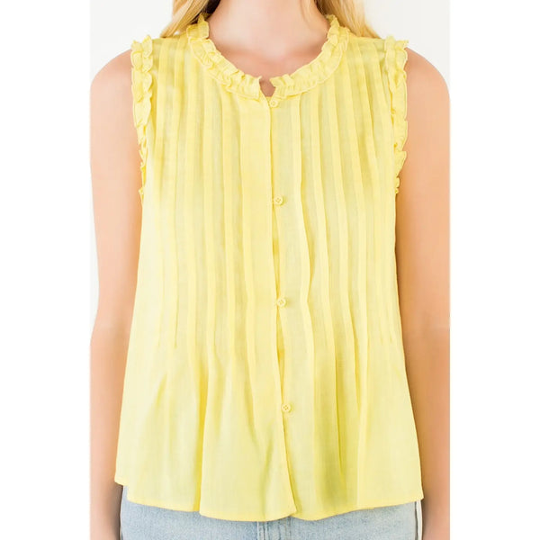Sleeveless Ruffle Detail Top - Yellow