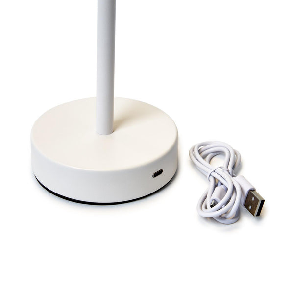 White LED Cordless Table Lamp with Scalloped Edge Shade in Gift Box