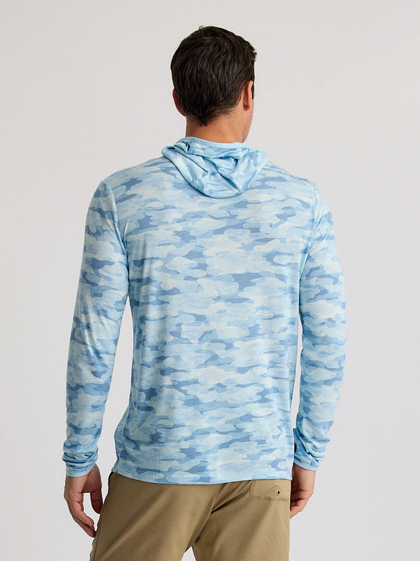 Men's Bamboo Lightweight Hoodie: Seasmoke Camo - Surf Blue