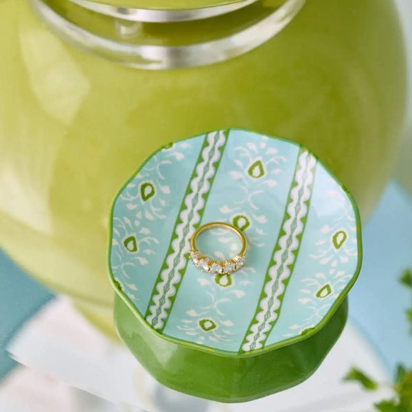 Rosemary Stripe Blue Ceramic Ring Dish