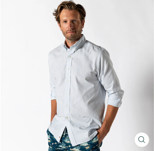 Cotton Oxford Sport Shirt
Collins Stripe: Light Blue