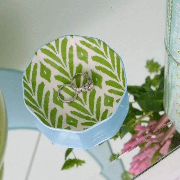 Petite Frond Green Ceramic Ring Dish