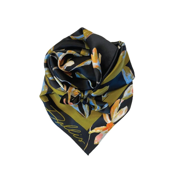 Black + Chartreuse Botanical Scarf