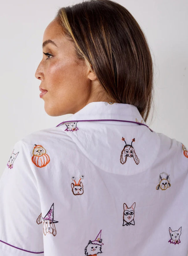 Short Sleeve Top & Cropped Pants Set in Halloween Hounds