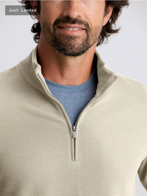 Men's Waffle Quarter Zip: Sandstone
