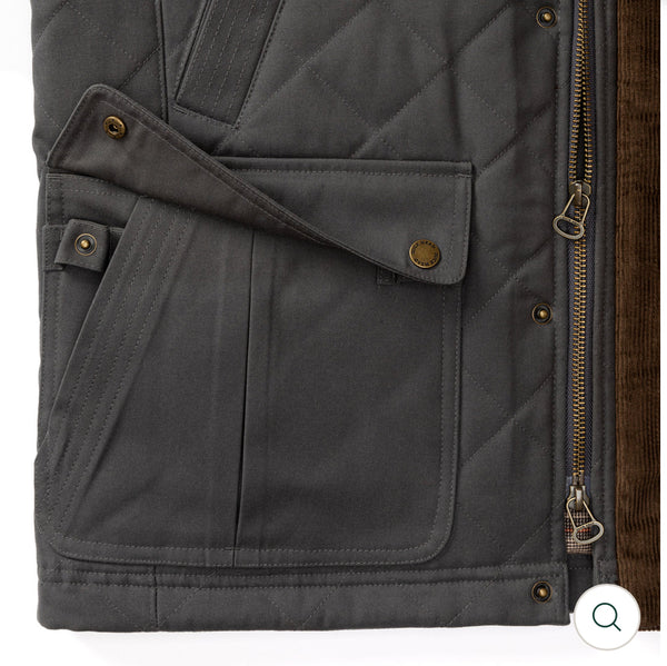 Waxed Duck Canvas Quilted Vest: Magnet Grey