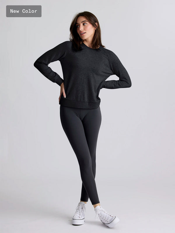 Women's Bamboo Lightweight Fleece Crew: Heather Black