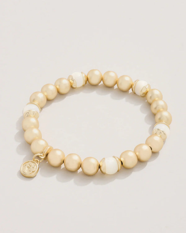 Golden Stretch Bracelet 8mm Mother-of-Pearl