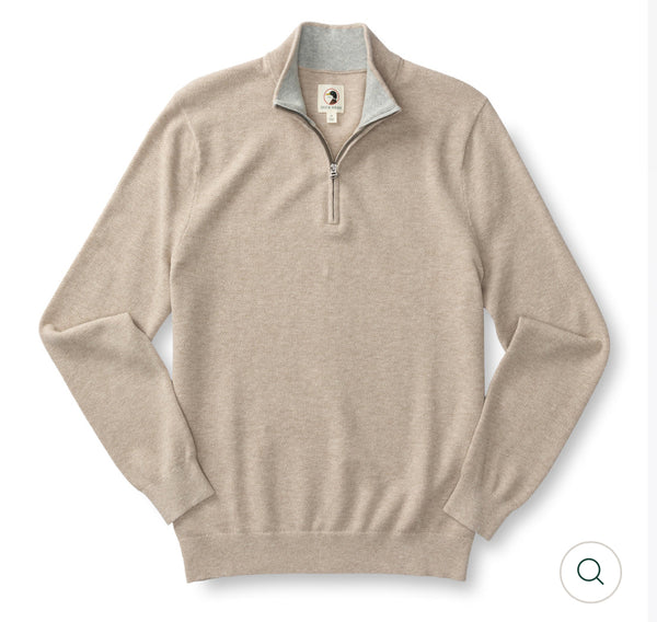 Colton Pique 1/4 Zip Sweater - Tan