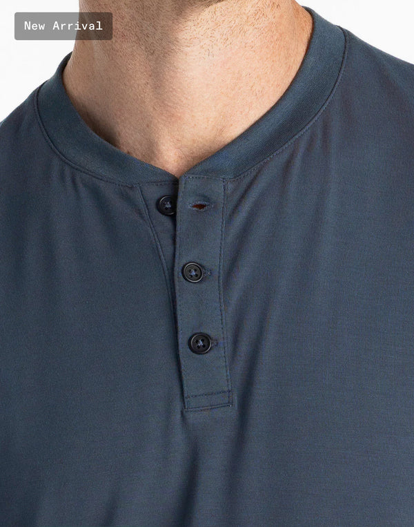 Men's Bamboo Flex Long Sleeve Henley: Midnight