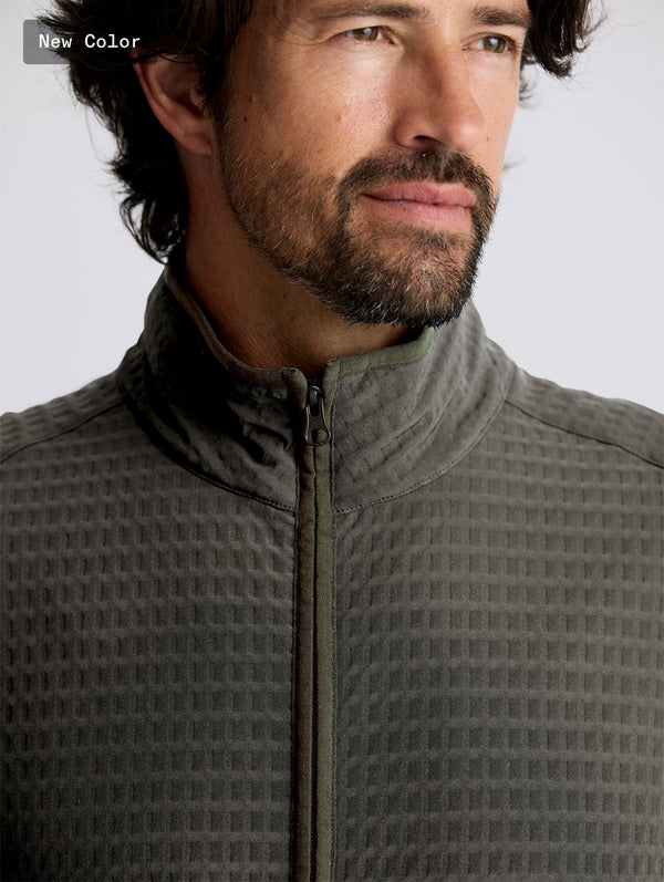 Men's Gridback Fleece Vest: Dark Olive
