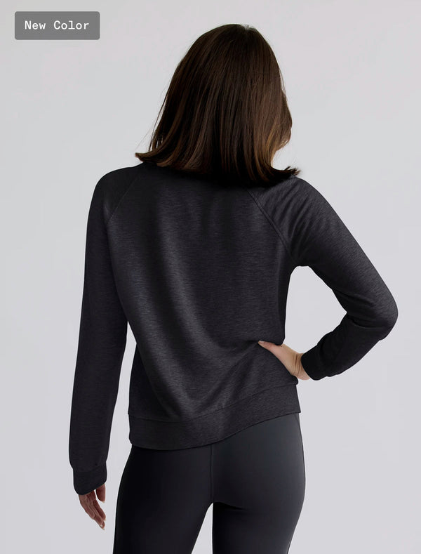 Women's Bamboo Lightweight Fleece Crew: Heather Black