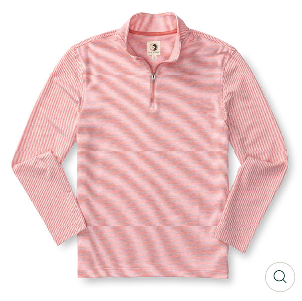 Wakeman Stripe Performance 1/4 Zip Pullover: Sunwashed Red Heather