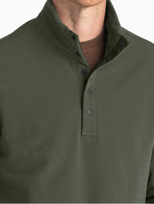 Men's Gridback Fleece Snap Pullover: Dark Olive