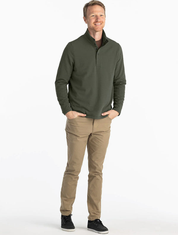 Men's Gridback Fleece Snap Pullover: Dark Olive