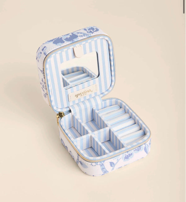 Jewelry Mirror Travel Case Garden Toile