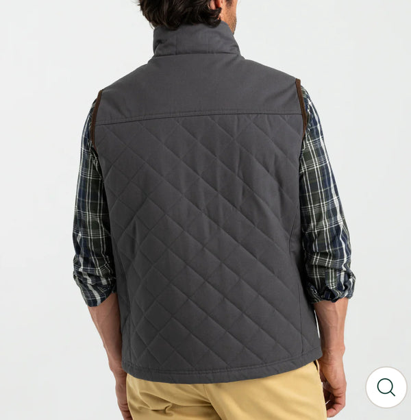 Waxed Duck Canvas Quilted Vest: Magnet Grey