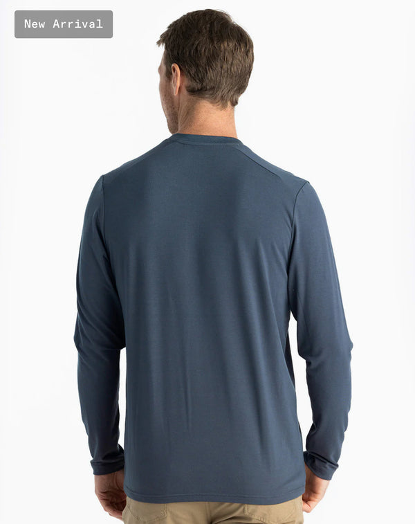 Men's Bamboo Flex Long Sleeve Henley: Midnight