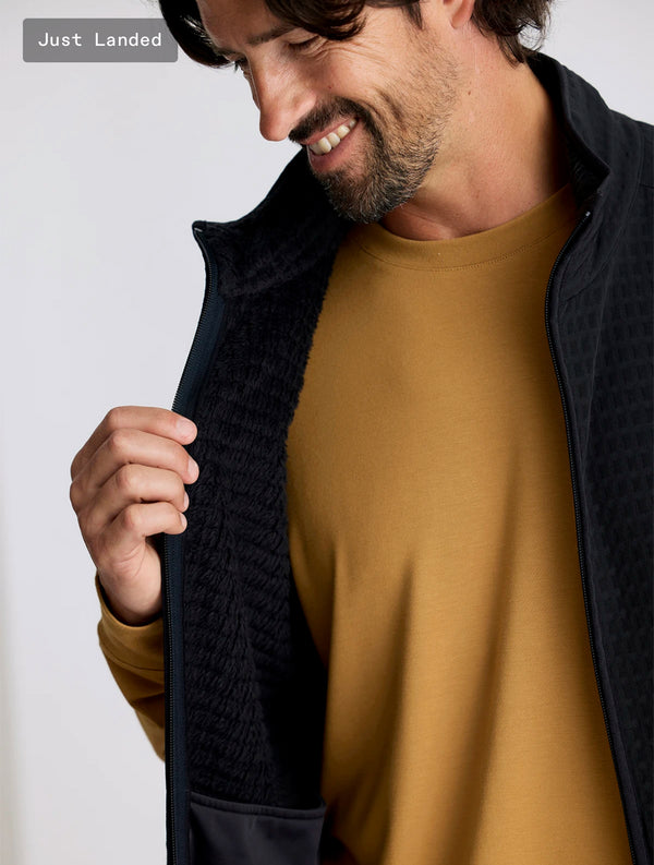 Men's Gridback Fleece Vest: Black