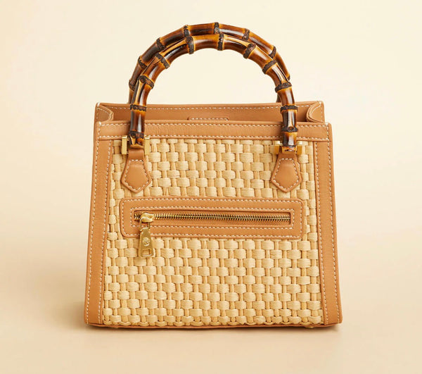 Bamboo Straw Satchel Pecan