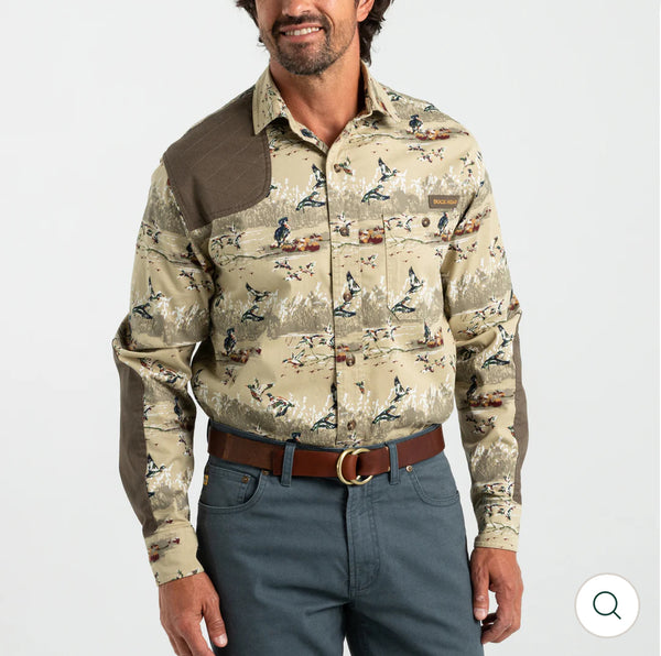 Woodland Shooting Shirt: Khaki Print