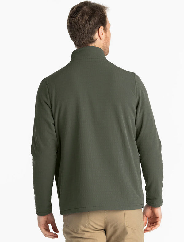 Men's Gridback Fleece Snap Pullover: Dark Olive