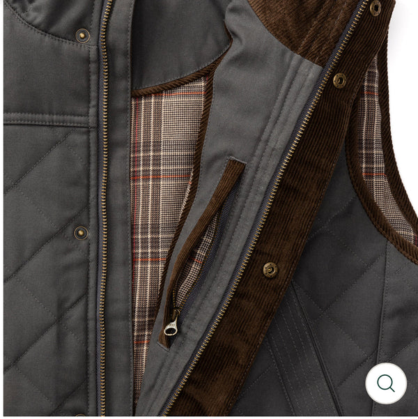 Waxed Duck Canvas Quilted Vest: Magnet Grey