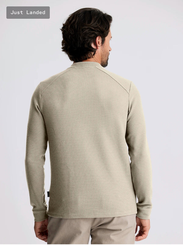 Men's Waffle Long Sleeve Henley: Sandstone