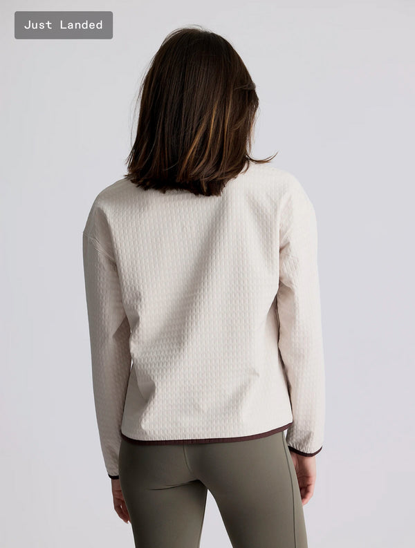 Women's Gridback Fleece Snap Pullover: Stone
