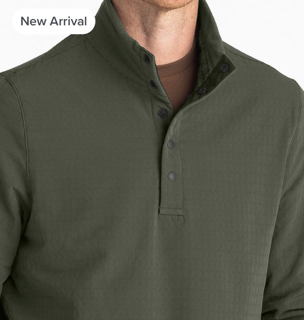 Men's Gridback Fleece Snap Pullover - Dark Olive