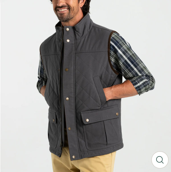 Waxed Duck Canvas Quilted Vest: Magnet Grey