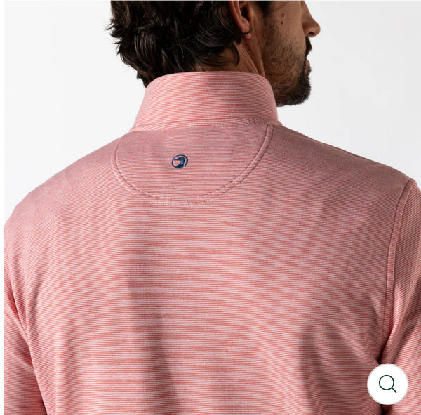 Wakeman Stripe Performance 1/4 Zip Pullover: Sunwashed Red Heather