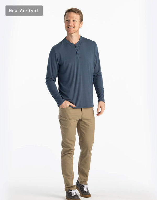 Men's Bamboo Flex Long Sleeve Henley: Midnight
