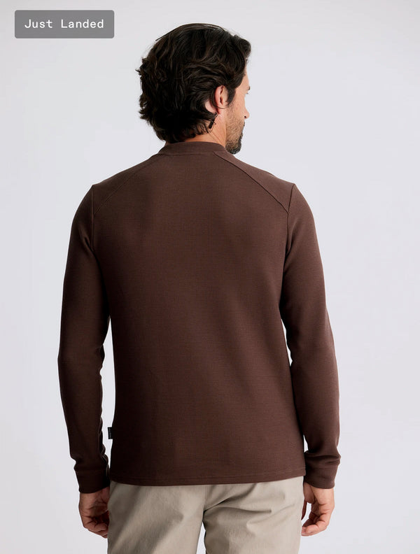 Men's Waffle Long Sleeve Henley: Chestnut