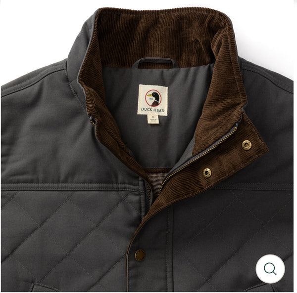 Waxed Duck Canvas Quilted Vest: Magnet Grey