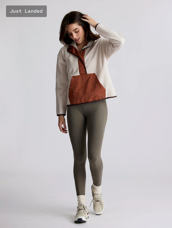 Women's Gridback Fleece Snap Pullover: Stone