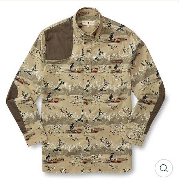 Woodland Shooting Shirt: Khaki Print