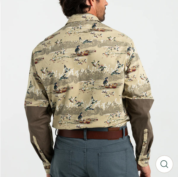 Woodland Shooting Shirt: Khaki Print