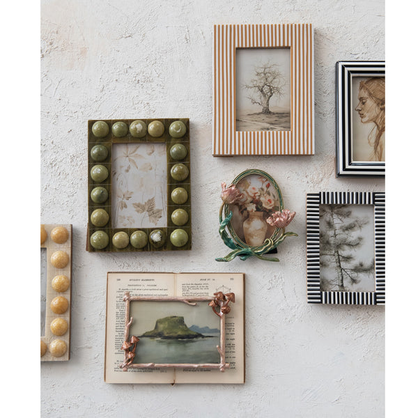 Handmade Marbled Resin Bobbin Photo Frame Green (For 4x6 Photo)