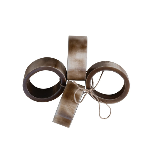 Marbled Resin Napkin Rings, Brown & Ivory Color