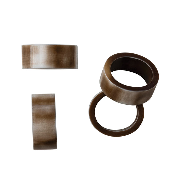 Marbled Resin Napkin Rings, Brown & Ivory Color