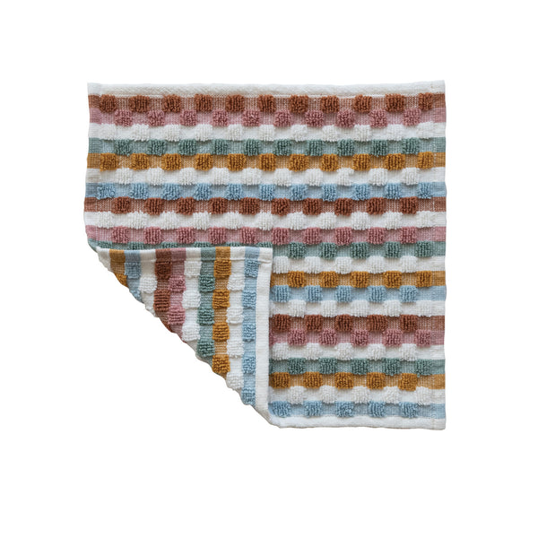 Woven Cotton Terry Dish Cloth with Geometric Pattern & Loop