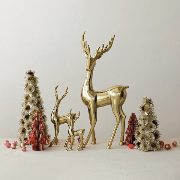 Cast Aluminum Deer 9.5”, Gold Finish