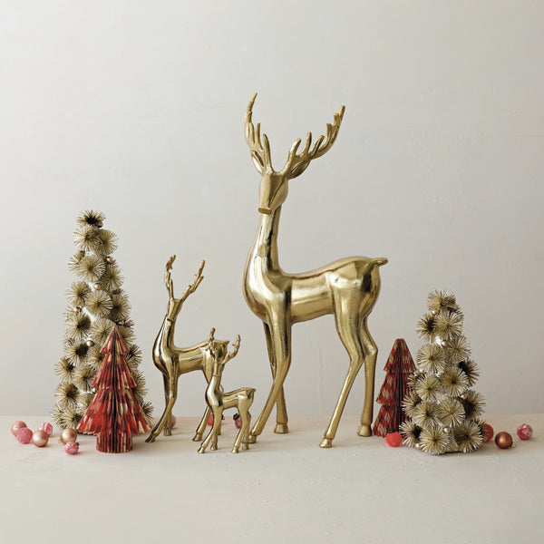 Cast Aluminum Deer 15”, Gold Finish