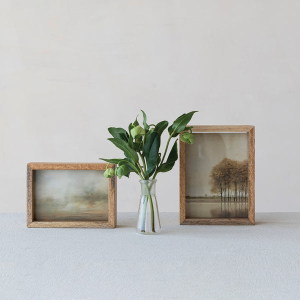 Mango Wood & Glass Floating Two-Sided Photo Frame 5”x7”